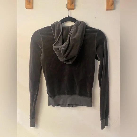 Juicy Couture grey velour zip hoody in size small - Picture 2 of 2